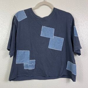THE REWORKS Denim Patchwork Crop Top - Gypsy Hippie Vibe
